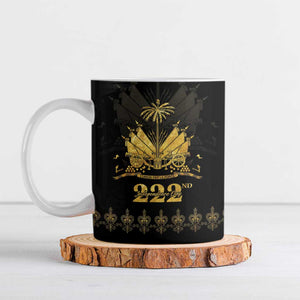 Ayiti 222nd Independence Day Anniversary Ceramic Mug Haiti Gold VeVe Pattern - African Pride