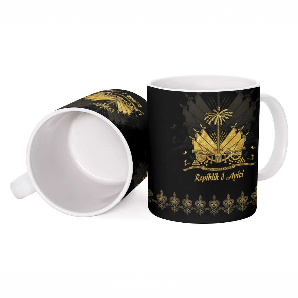 Ayiti 222nd Independence Day Anniversary Ceramic Mug Haiti Gold VeVe Pattern - African Pride