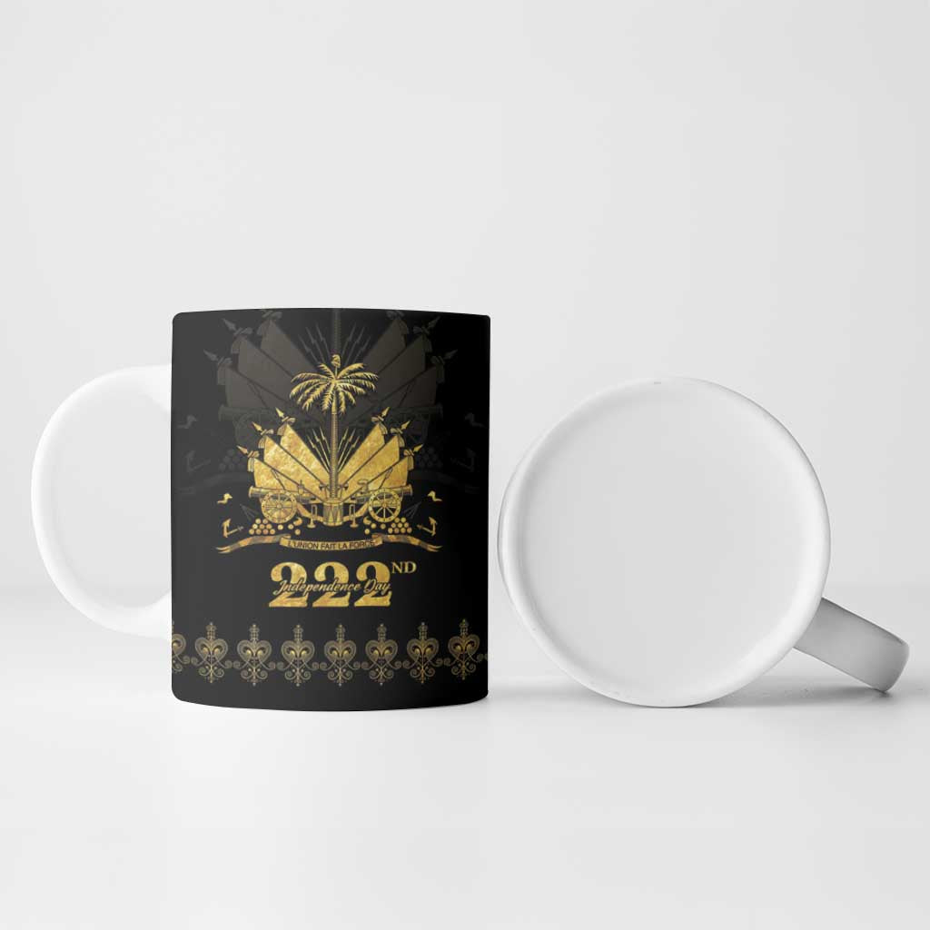 Ayiti 222nd Independence Day Anniversary Ceramic Mug Haiti Gold VeVe Pattern - African Pride