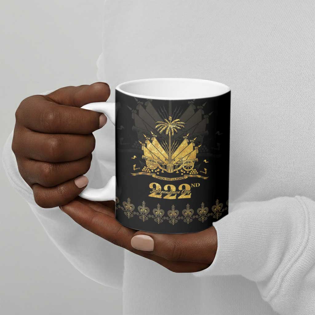Ayiti 222nd Independence Day Anniversary Ceramic Mug Haiti Gold VeVe Pattern - African Pride