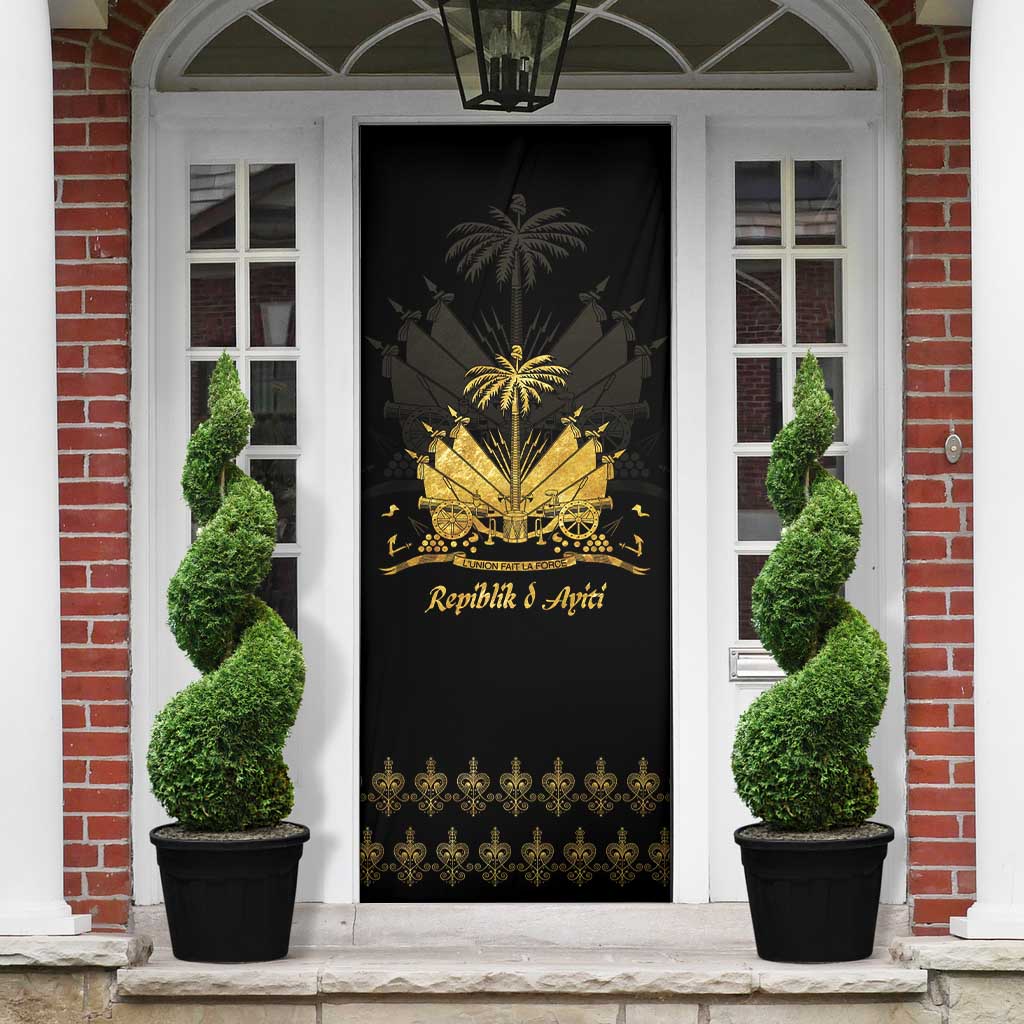 Ayiti 222nd Independence Day Anniversary Door Cover Haiti Gold VeVe Pattern - African Pride