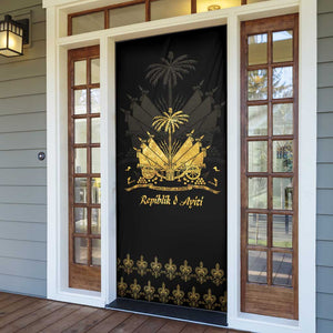 Ayiti 222nd Independence Day Anniversary Door Cover Haiti Gold VeVe Pattern - African Pride
