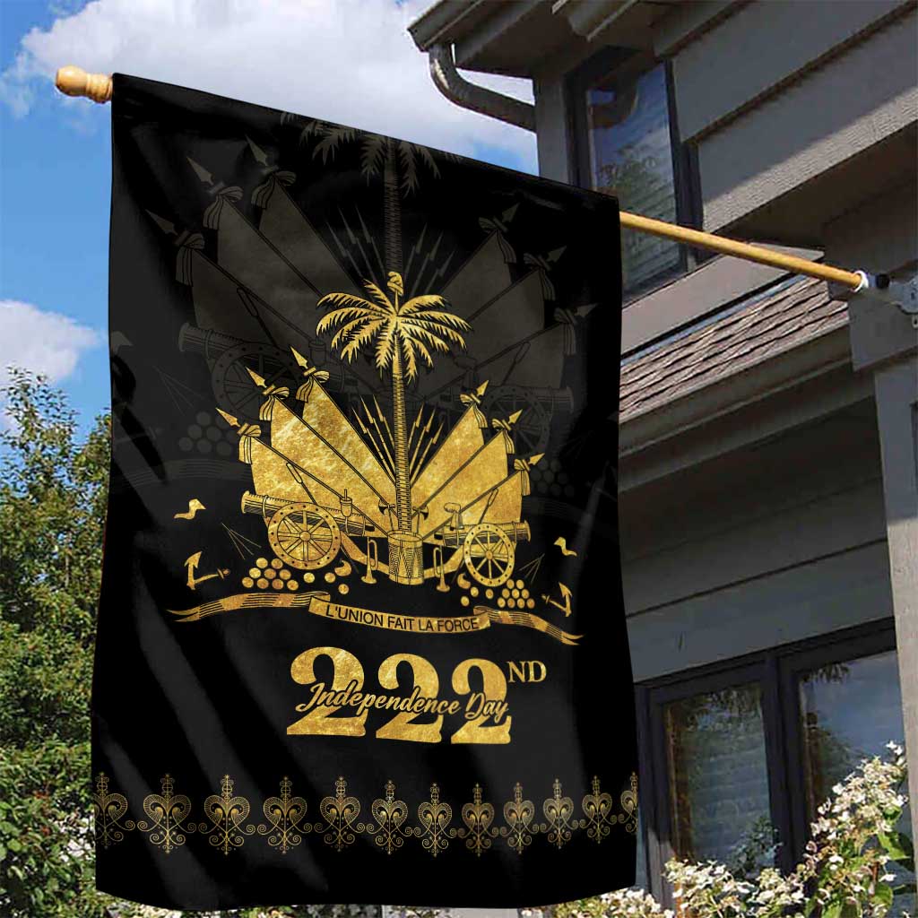 Ayiti 222nd Independence Day Anniversary Garden Flag Haiti Gold VeVe Pattern - African Pride