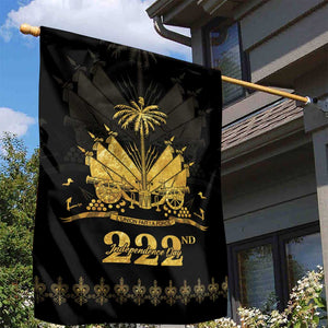 Ayiti 222nd Independence Day Anniversary Garden Flag Haiti Gold VeVe Pattern - African Pride