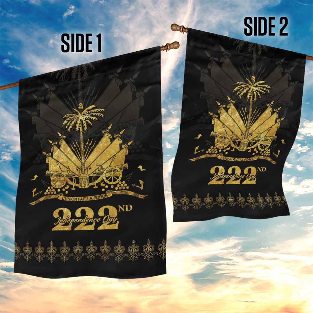 Ayiti 222nd Independence Day Anniversary Garden Flag Haiti Gold VeVe Pattern - African Pride