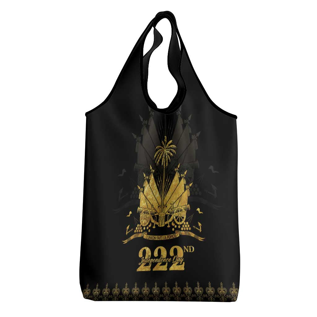 Ayiti 222nd Independence Day Anniversary Grocery Bag Haiti Gold VeVe Pattern - African Pride