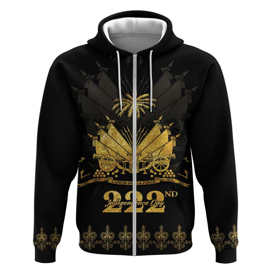 Ayiti 222nd Independence Day Anniversary Hoodie Haiti Gold VeVe Pattern - African Pride
