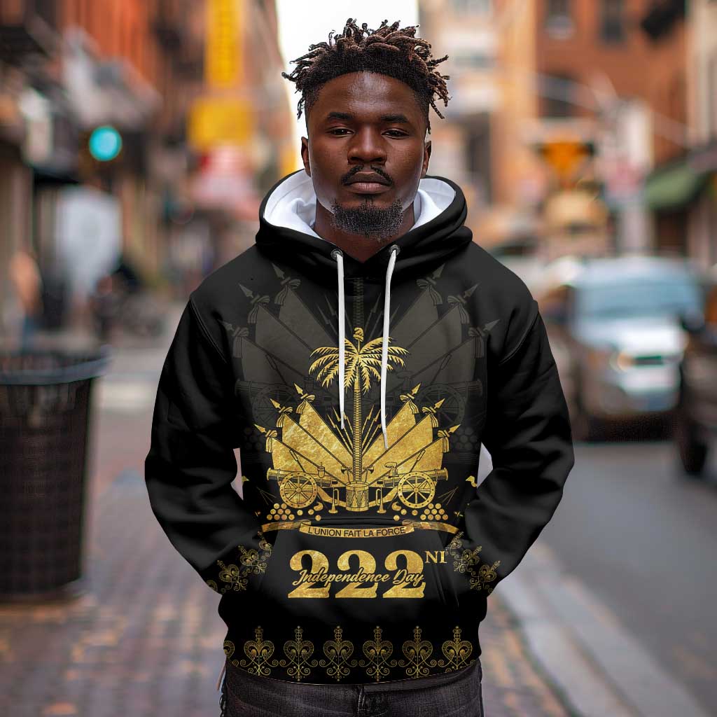 Ayiti 222nd Independence Day Anniversary Hoodie Haiti Gold VeVe Pattern - African Pride