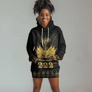 Ayiti 222nd Independence Day Anniversary Hoodie Dress Haiti Gold VeVe Pattern - African Pride