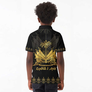 Ayiti 222nd Independence Day Anniversary Kid Polo Shirt Haiti Gold VeVe Pattern LT01