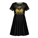 Ayiti 222nd Independence Day Anniversary Kid Short Sleeve Dress Haiti Gold VeVe Pattern LT01