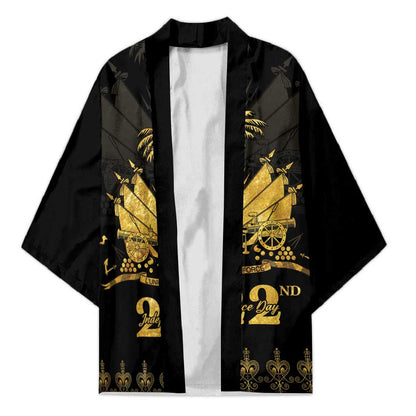 Ayiti 222nd Independence Day Anniversary Kimono Haiti Gold VeVe Pattern - African Pride