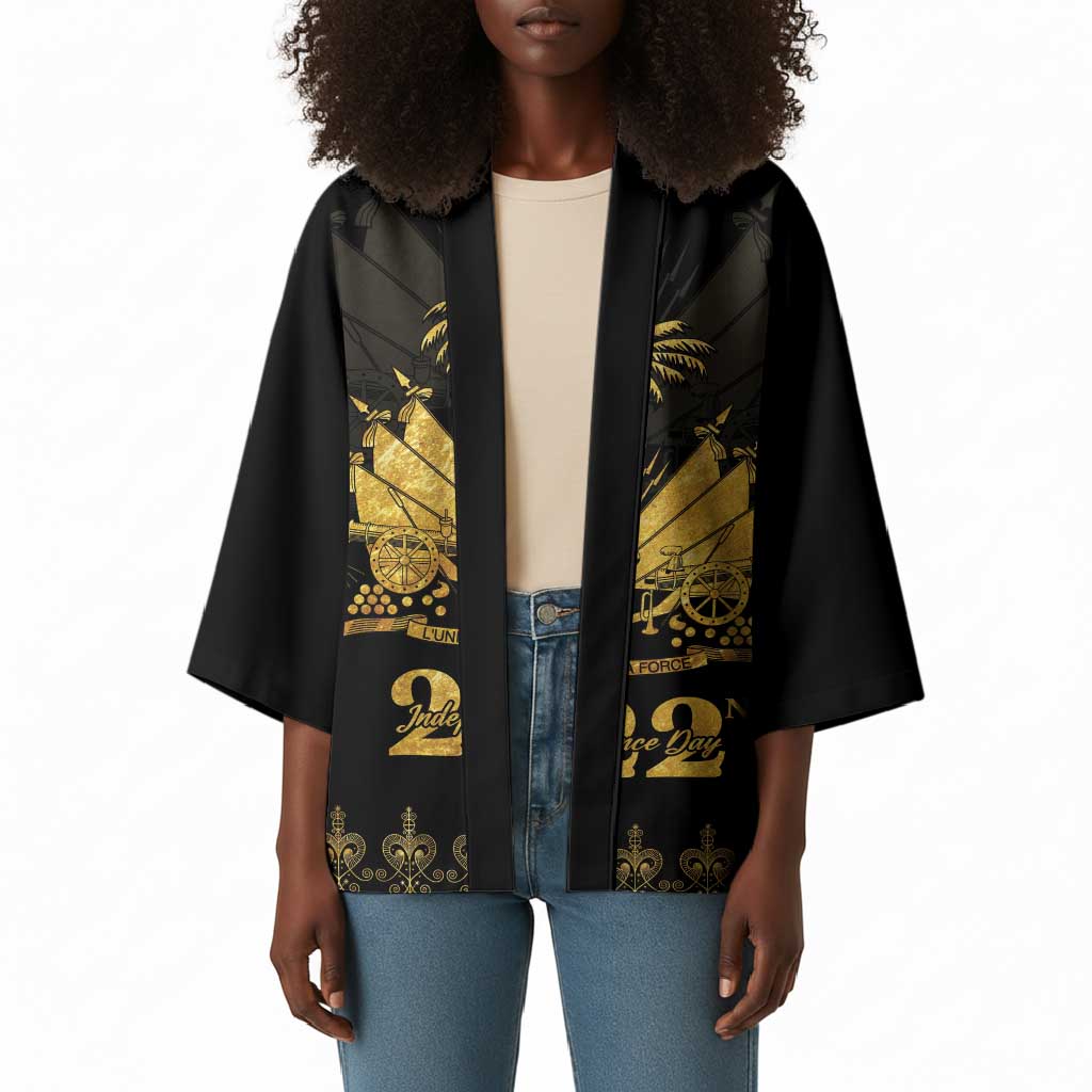 Ayiti 222nd Independence Day Anniversary Kimono Haiti Gold VeVe Pattern - African Pride
