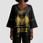 Ayiti 222nd Independence Day Anniversary Kimono Sleeve Blouse Haiti Gold VeVe Pattern - African Pride