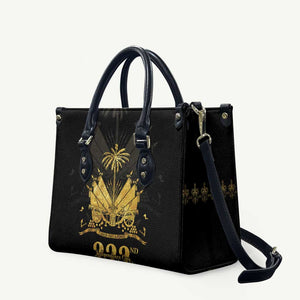 Ayiti 222nd Independence Day Anniversary Leather Bag Haiti Gold VeVe Pattern - African Pride