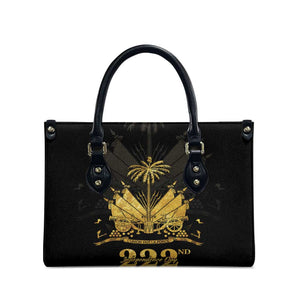 Ayiti 222nd Independence Day Anniversary Leather Bag Haiti Gold VeVe Pattern - African Pride