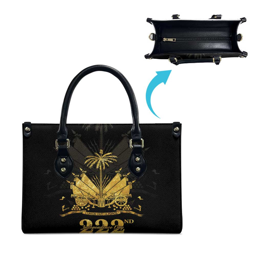 Ayiti 222nd Independence Day Anniversary Leather Bag Haiti Gold VeVe Pattern - African Pride
