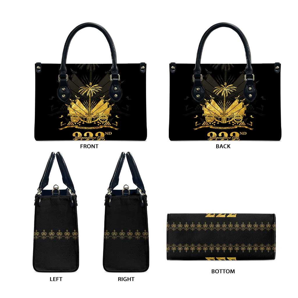 Ayiti 222nd Independence Day Anniversary Leather Bag Haiti Gold VeVe Pattern - African Pride