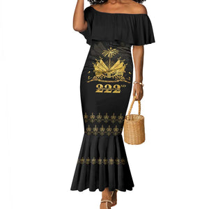 Ayiti 222nd Independence Day Anniversary Mermaid Dress Haiti Gold VeVe Pattern LT01