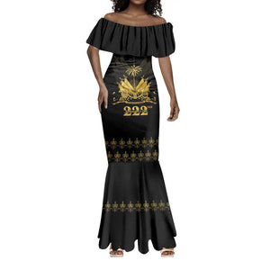 Ayiti 222nd Independence Day Anniversary Mermaid Dress Haiti Gold VeVe Pattern LT01