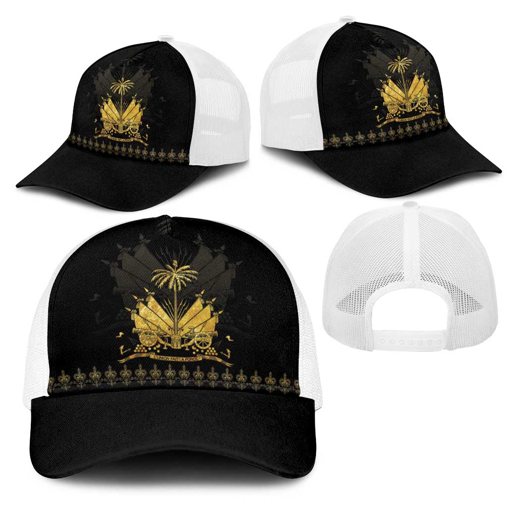 Ayiti 222nd Independence Day Anniversary Mesh Trucker Cap Haiti Gold VeVe Pattern - African Pride