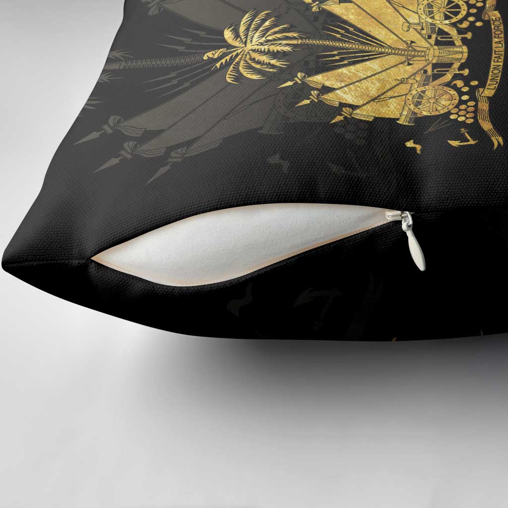 Ayiti 222nd Independence Day Anniversary Pillow Cover Haiti Gold VeVe Pattern - African Pride