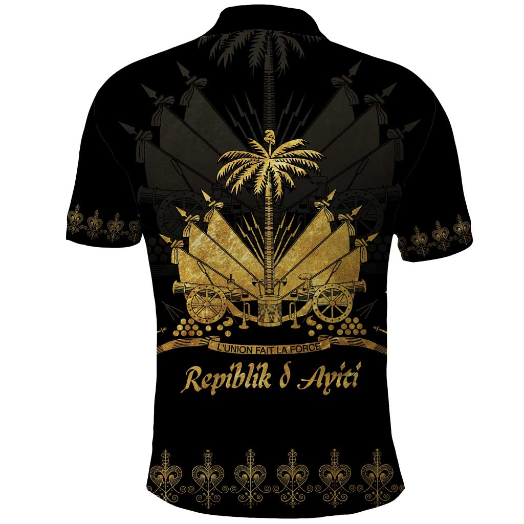 Ayiti 222nd Independence Day Anniversary Polo Shirt Haiti Gold VeVe Pattern LT01