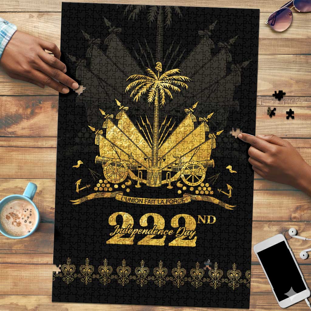 Ayiti 222nd Independence Day Anniversary Puzzle Haiti Gold VeVe Pattern - African Pride