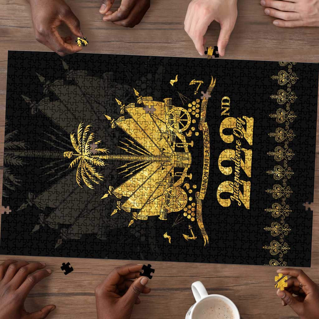 Ayiti 222nd Independence Day Anniversary Puzzle Haiti Gold VeVe Pattern - African Pride