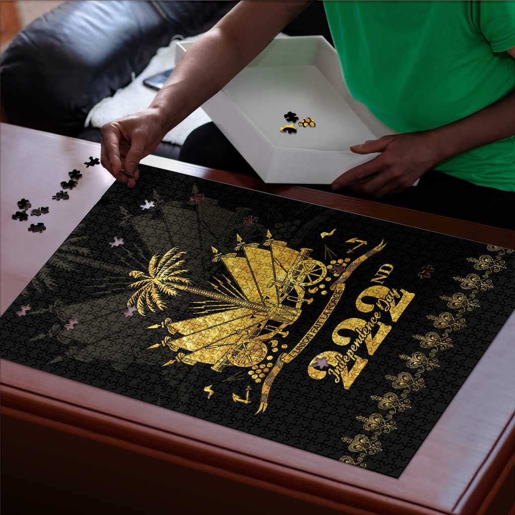 Ayiti 222nd Independence Day Anniversary Puzzle Haiti Gold VeVe Pattern - African Pride
