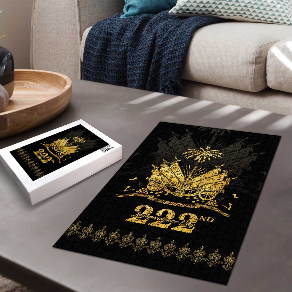 Ayiti 222nd Independence Day Anniversary Puzzle Haiti Gold VeVe Pattern - African Pride