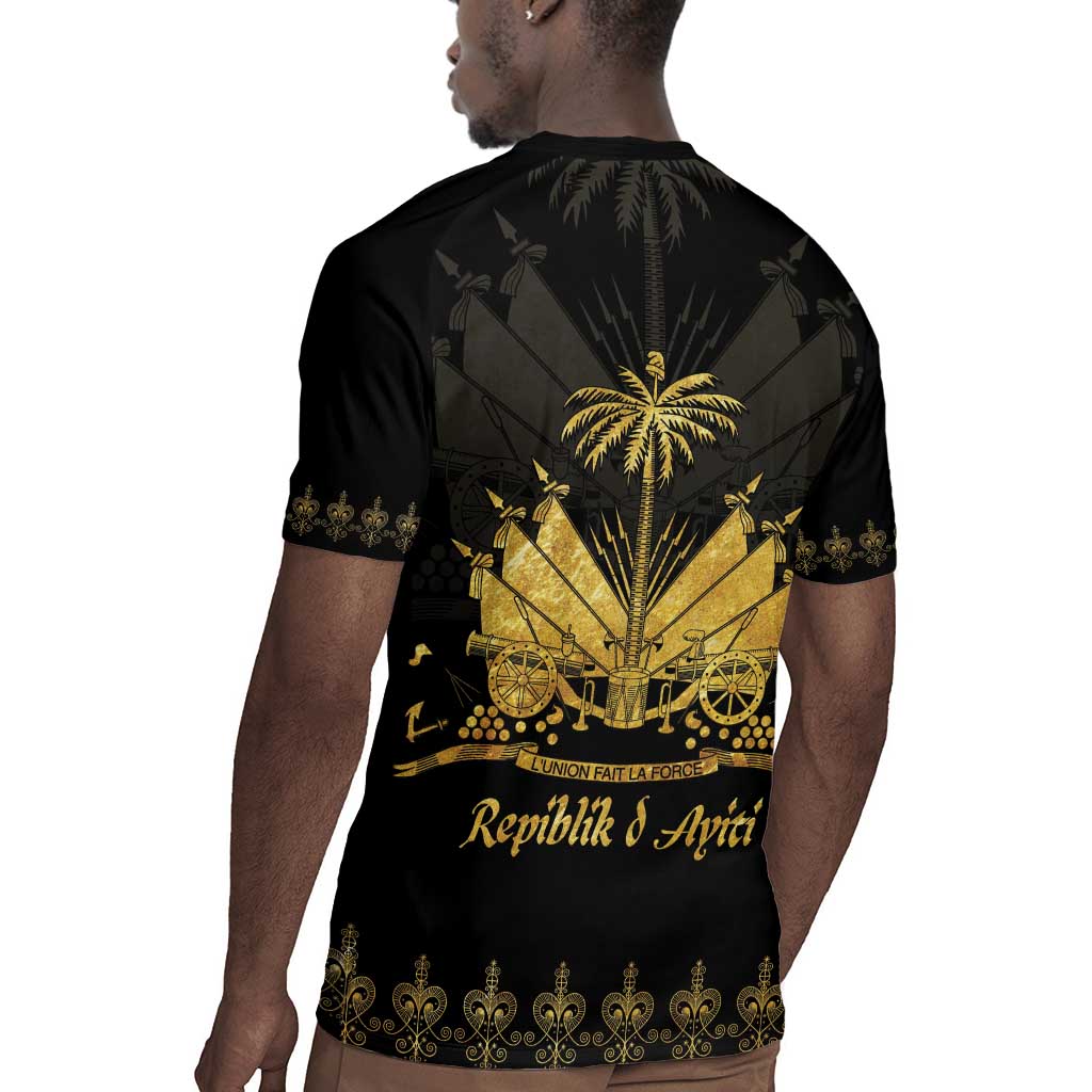 Ayiti 222nd Independence Day Anniversary Rugby Jersey Haiti Gold VeVe Pattern LT01