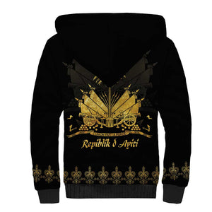 Ayiti 222nd Independence Day Anniversary Sherpa Hoodie Haiti Gold VeVe Pattern - African Pride