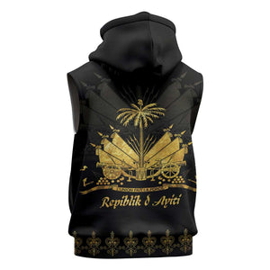 Ayiti 222nd Independence Day Anniversary Sleeveless Hoodie Haiti Gold VeVe Pattern - African Pride