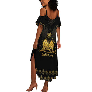 Ayiti 222nd Independence Day Anniversary Summer Maxi Dress Haiti Gold VeVe Pattern LT01