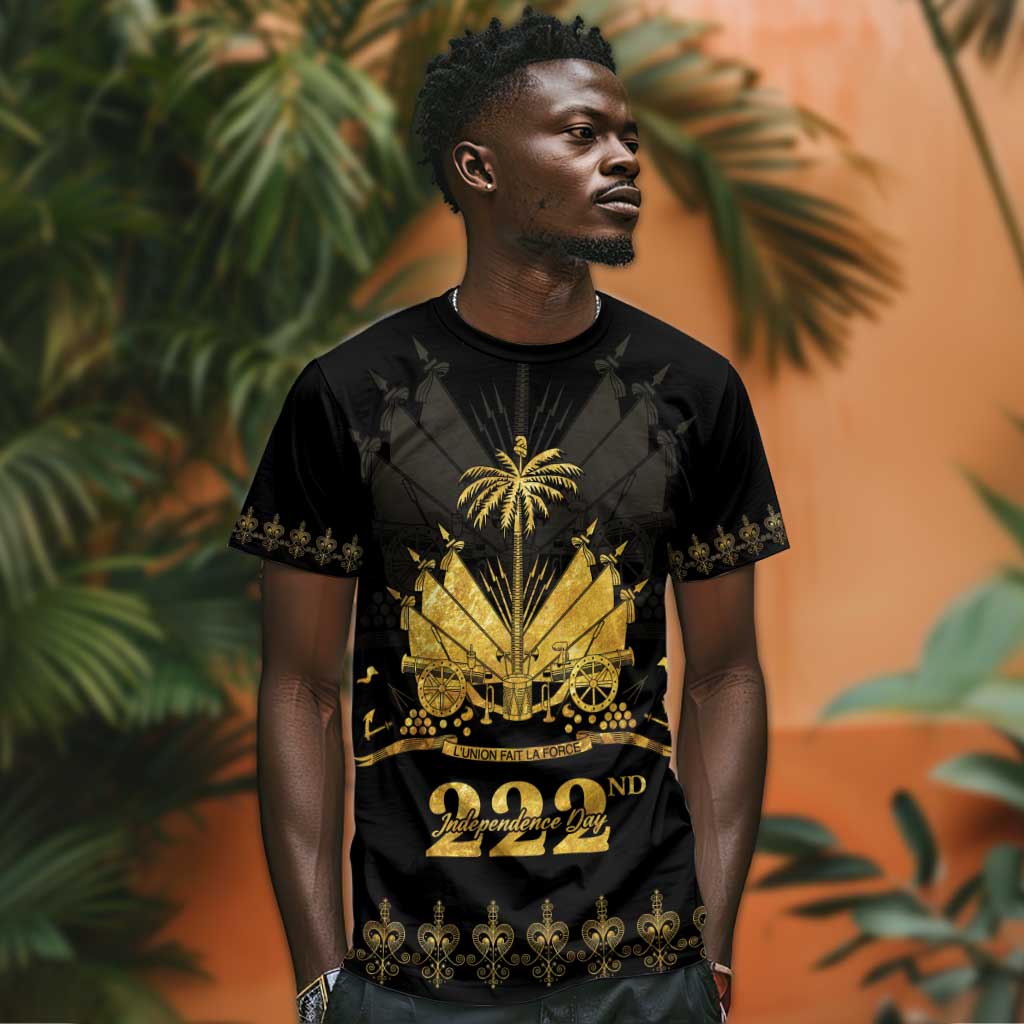 Ayiti 222nd Independence Day Anniversary T shirt Haiti Gold VeVe Pattern LT01