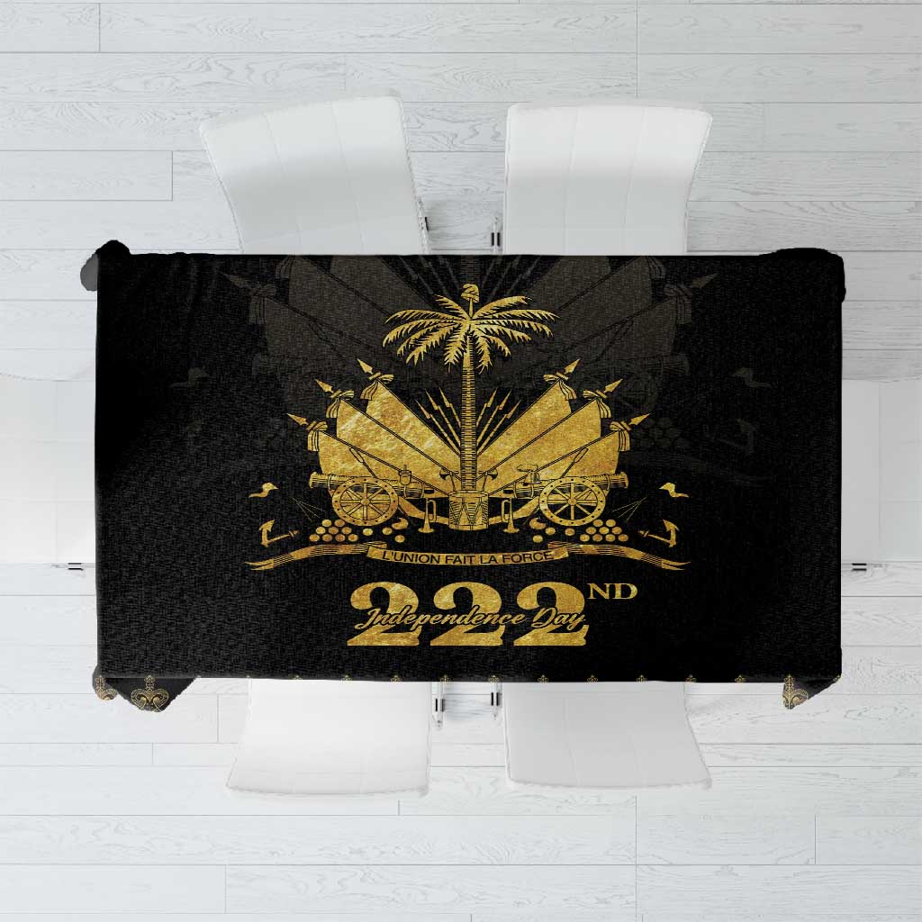 Ayiti 222nd Independence Day Anniversary Tablecloth Haiti Gold VeVe Pattern - African Pride