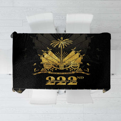 Ayiti 222nd Independence Day Anniversary Tablecloth Haiti Gold VeVe Pattern - African Pride