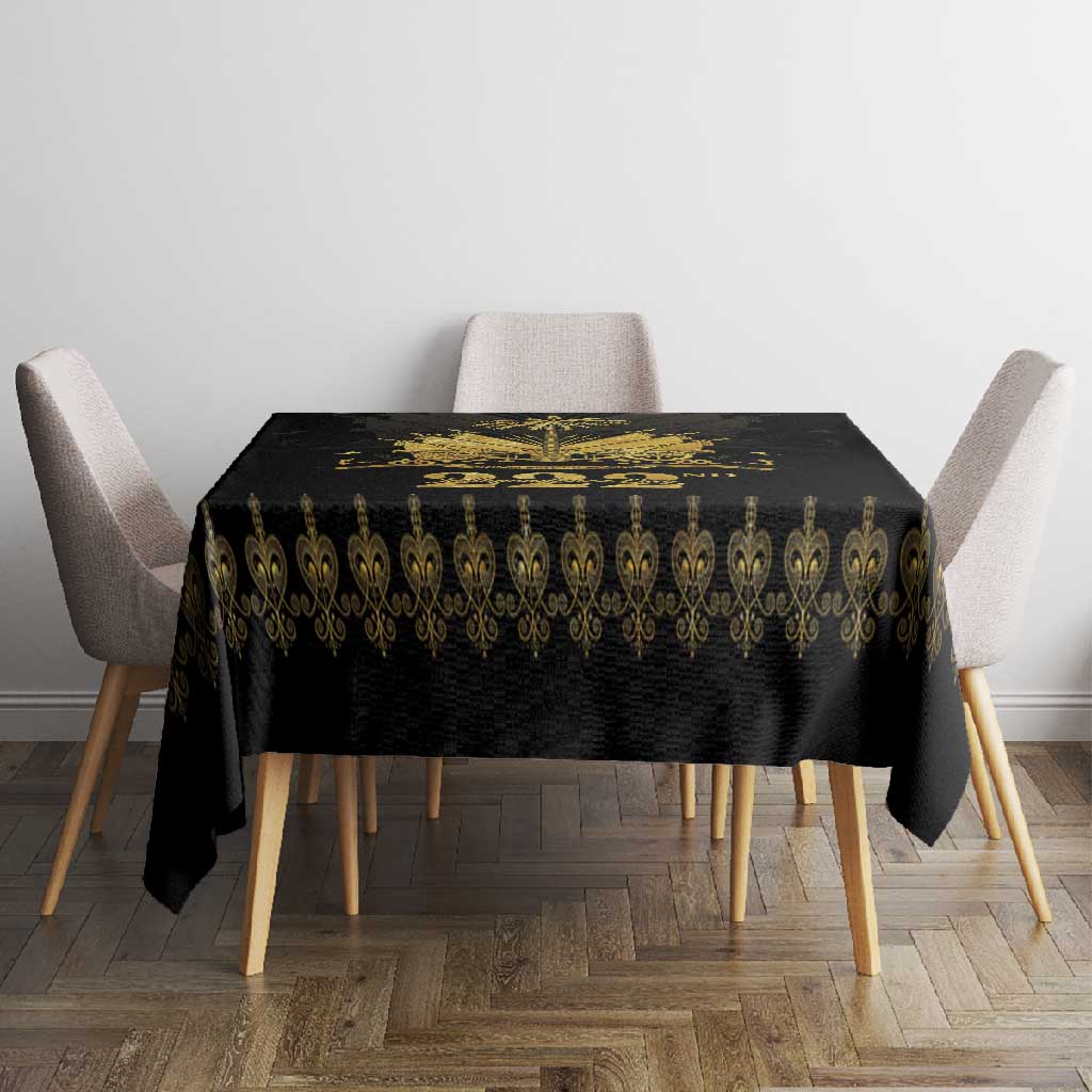 Ayiti 222nd Independence Day Anniversary Tablecloth Haiti Gold VeVe Pattern - African Pride