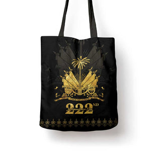 Ayiti 222nd Independence Day Anniversary Tote Bag Haiti Gold VeVe Pattern - African Pride