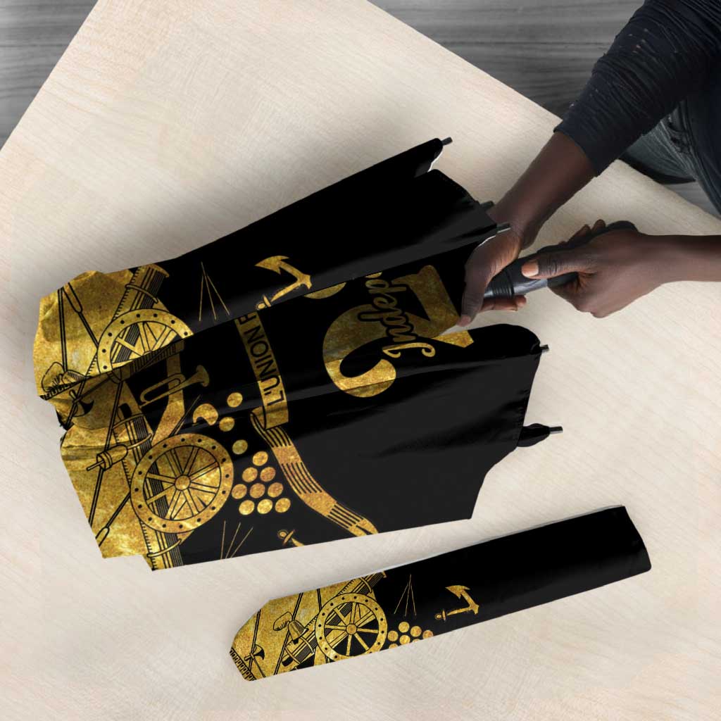 Ayiti 222nd Independence Day Anniversary Umbrella Haiti Gold VeVe Pattern - African Pride