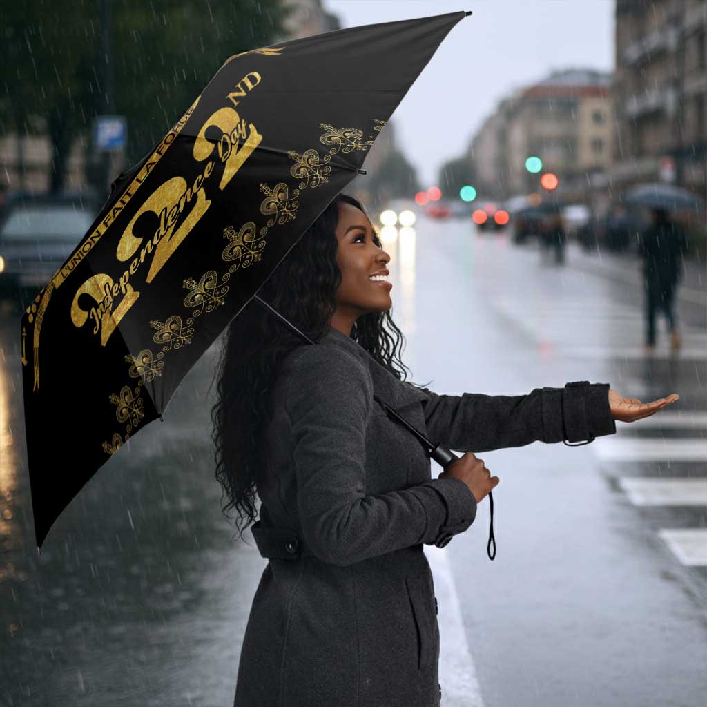 Ayiti 222nd Independence Day Anniversary Umbrella Haiti Gold VeVe Pattern - African Pride