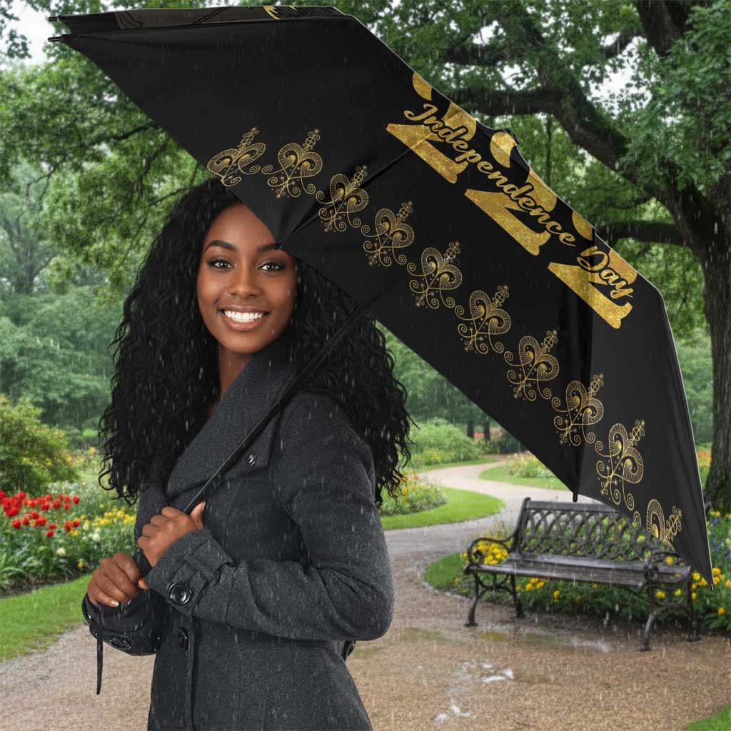 Ayiti 222nd Independence Day Anniversary Umbrella Haiti Gold VeVe Pattern - African Pride