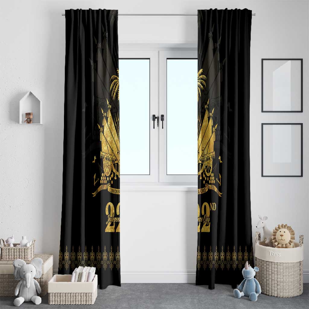 Ayiti 222nd Independence Day Anniversary Window Curtain Haiti Gold VeVe Pattern - African Pride