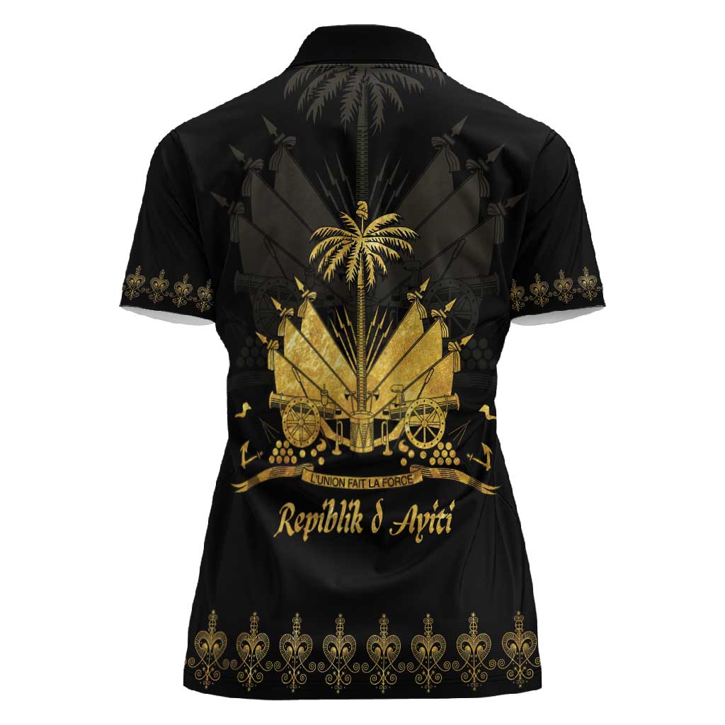 Ayiti 222nd Independence Day Anniversary Women Polo Shirt Haiti Gold VeVe Pattern LT01