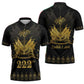 Ayiti 222nd Independence Day Anniversary Zipper Polo Shirt Haiti Gold VeVe Pattern - African Pride