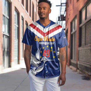 Cape Verde Independence Day Baseball Jersey Gerbera Daisy Pattern