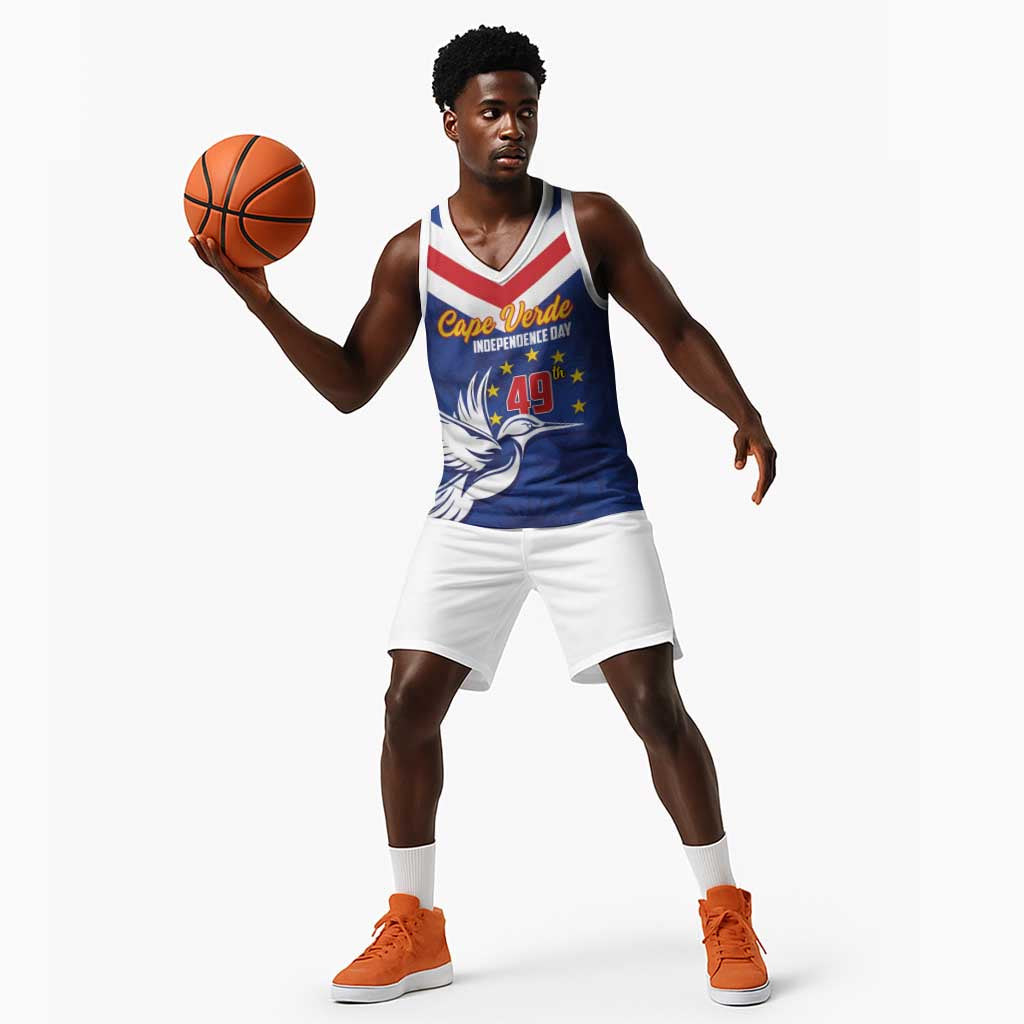 Cape Verde Independence Day Basketball Jersey Gerbera Daisy Pattern LT01