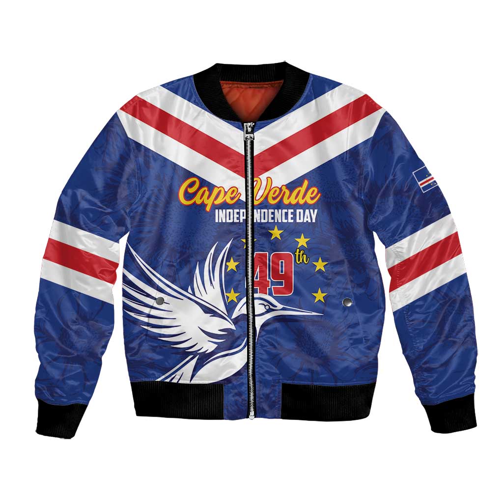 Cape Verde Independence Day Bomber Jacket Gerbera Daisy Pattern