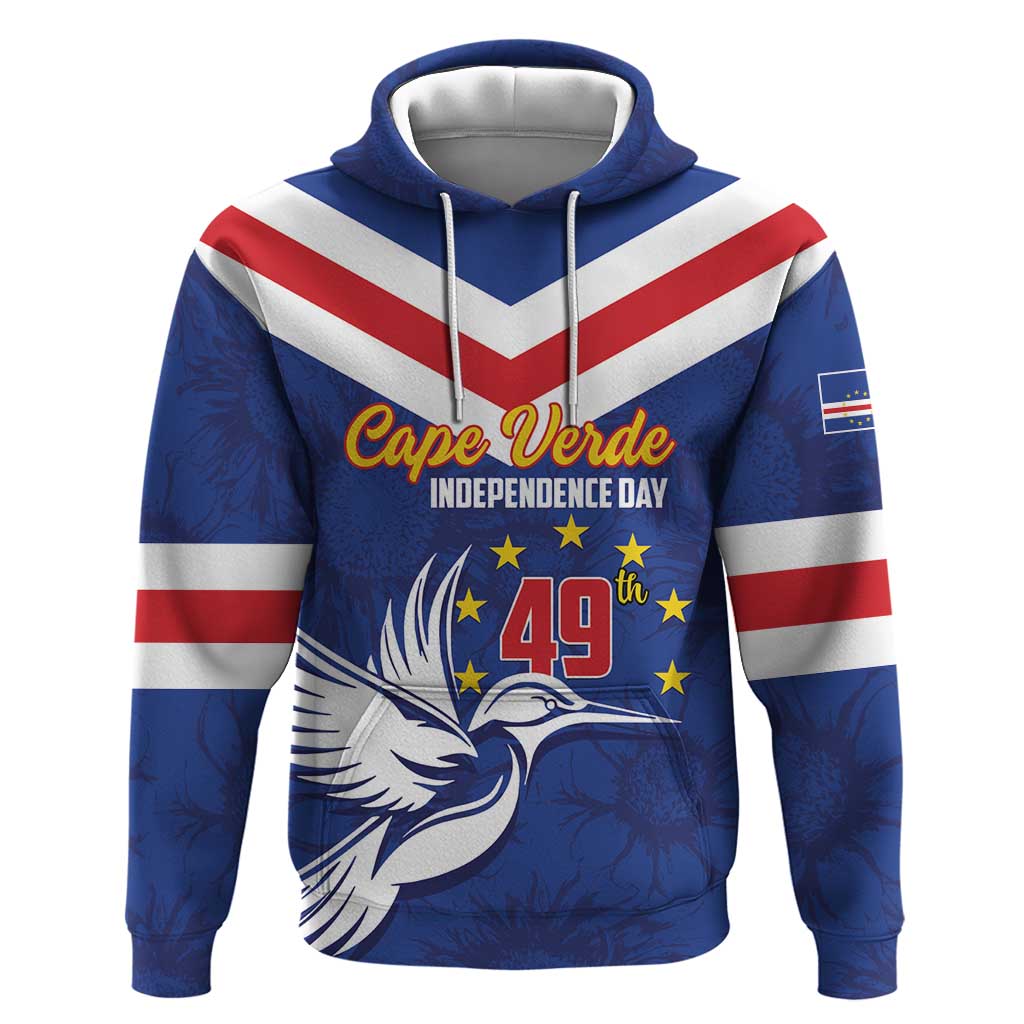 Cape Verde Independence Day Hoodie Gerbera Daisy Pattern